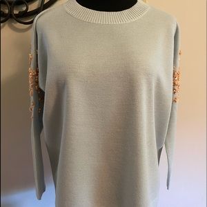 JCrew Daisy embroidered light weight sweater